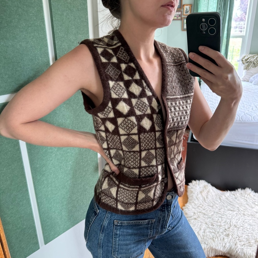 Vintage 70s French Connection Wool Sweater Vest Small